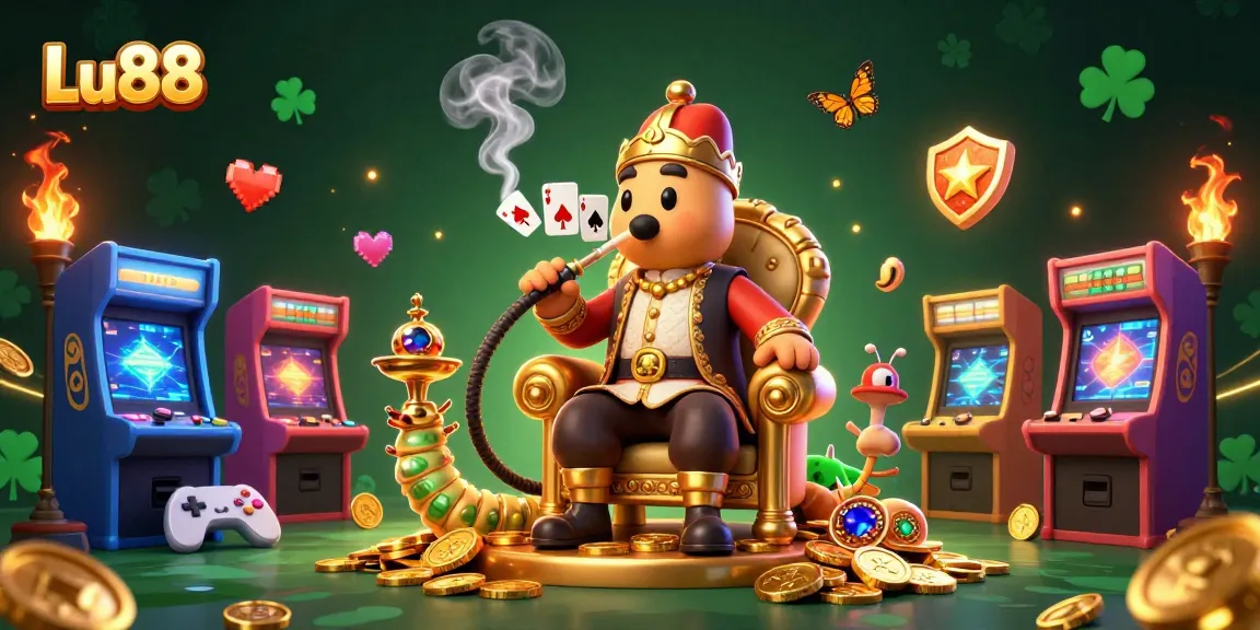 Experience thrilling gameplay at Lu88 with a vibrant, 3D casino scene showcasing dynamic gaming elements and colorful characters.